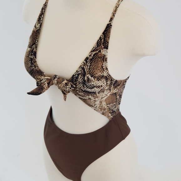 SEXY BROWN SNAKE PRINT SWIMWEAR - Picture 7 of 8